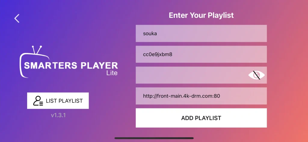 add m3u playlist into smarters player lite app