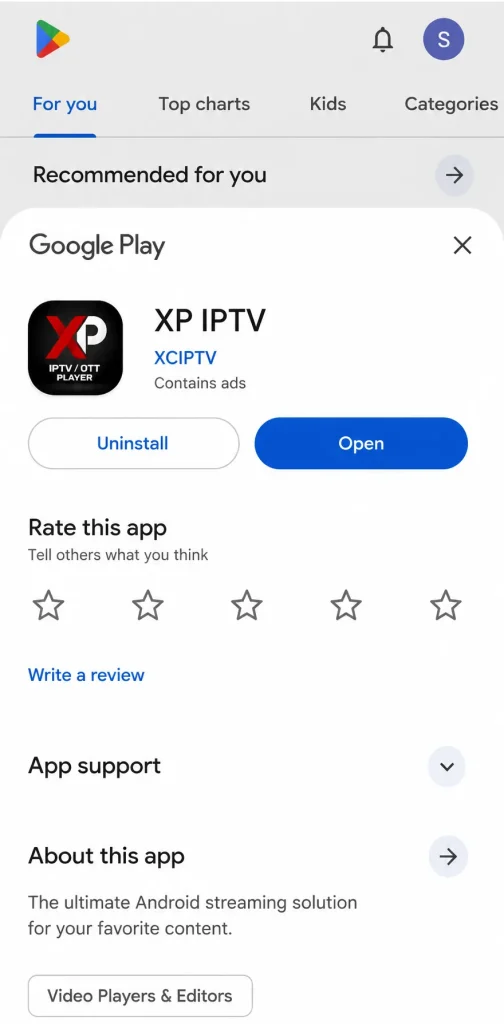 XP IPTV on Android